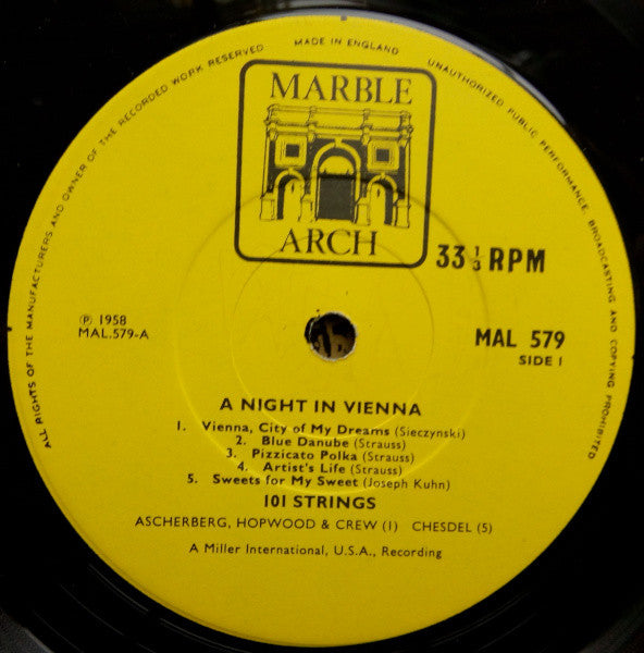 101 Strings : A Night In Vienna (LP, Album, Mono)