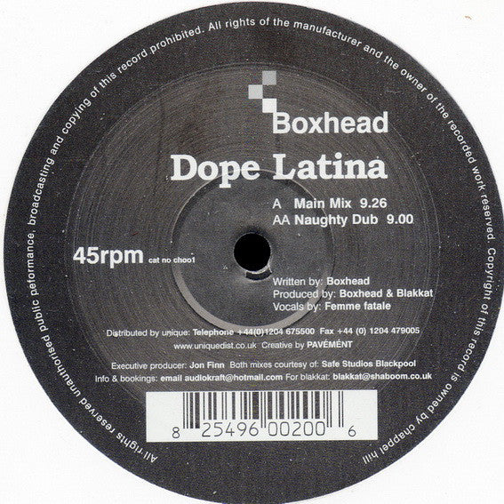 Boxhead : Dope Latina (12")