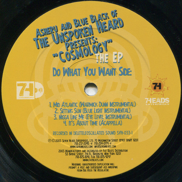 The Unspoken Heard : Cosmology EP (12", EP, RE)