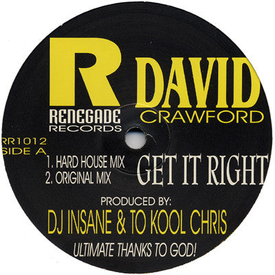 David Crawford (3) : Get It Right (12")
