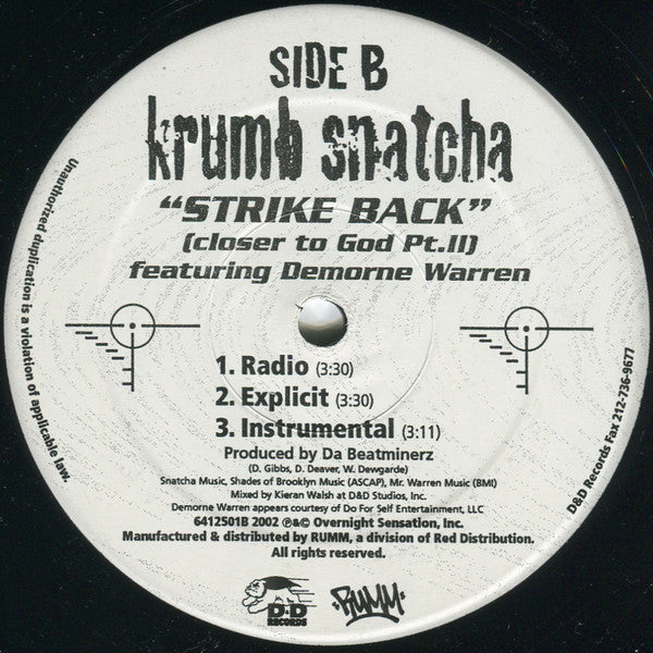 Krumb Snatcha : Oxygen / Strike Back (Closer To God Pt. II) (12")