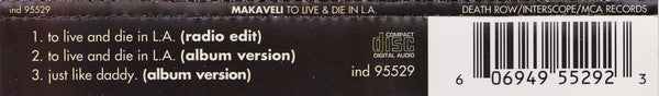 Makaveli : To Live & Die In L.A. (CD, Single)