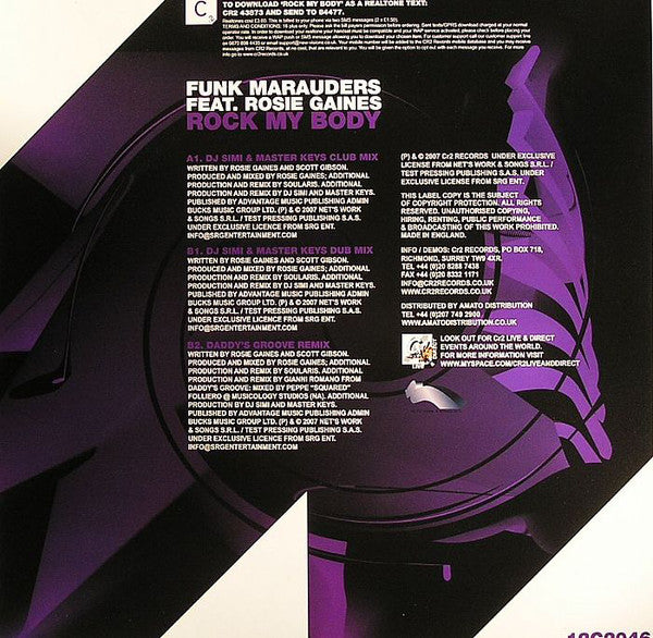Funk Marauders Feat. Rosie Gaines : Rock My Body (12")