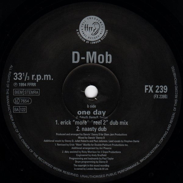 Dancin' Danny D Presents D Mob : One Day (12")