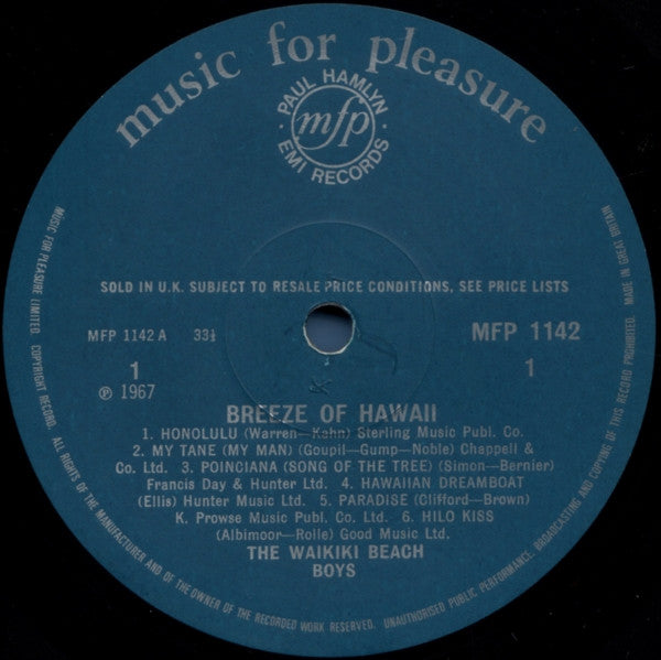 The Waikiki Beach Boys : Breeze Of Hawaii (LP, Album, Mono)