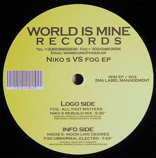 Nikos Stamatis vs. Fog (3) : Niko S vs Fog EP (12", EP)