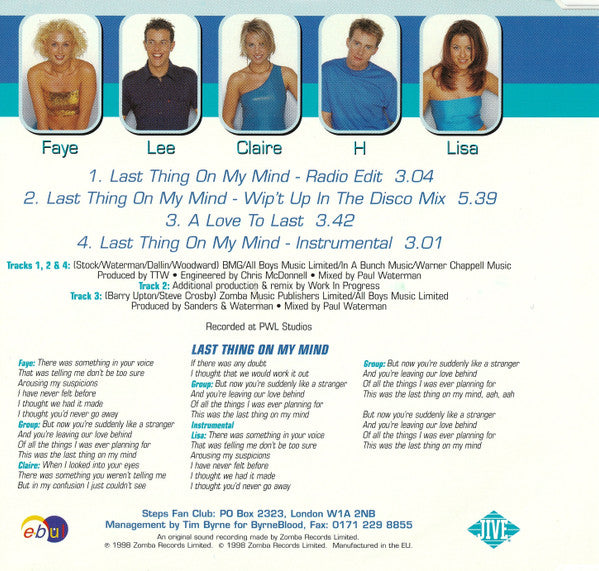 Steps : Last Thing On My Mind (CD, Maxi)