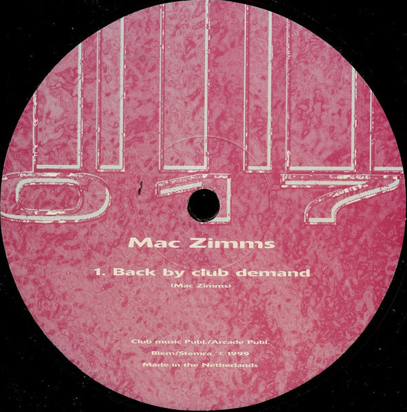 Mac Zimms : Back By Club Demand (12")