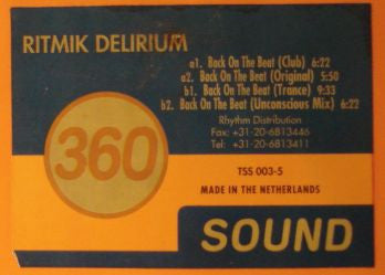 Ritmik Delirium : Back On The Beat (12")