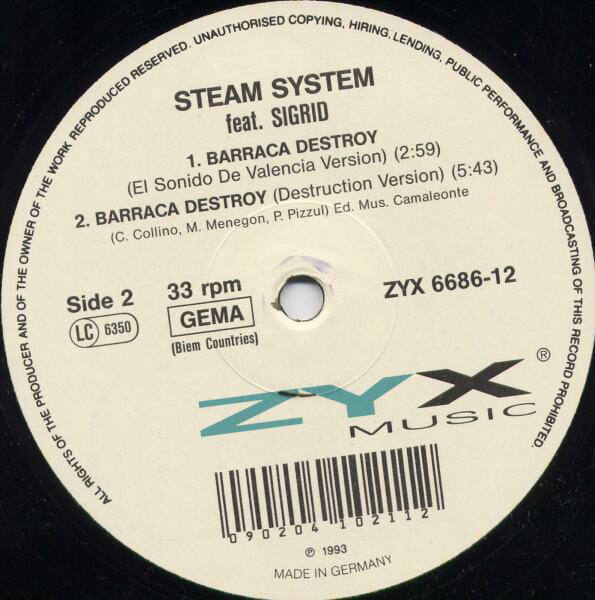 Steam System Feat. Sigrid (2) : Barraca Destroy (Barraca Remix) (12")
