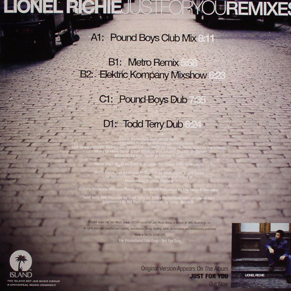 Lionel Richie : Just For You - The Dance Remixes (2x12")