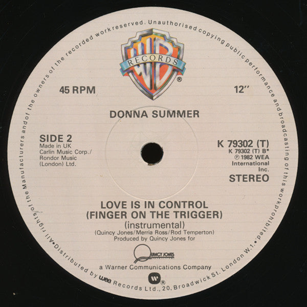 Donna Summer : Love Is In Control (Finger On The Trigger) (Dance Remix) (12")