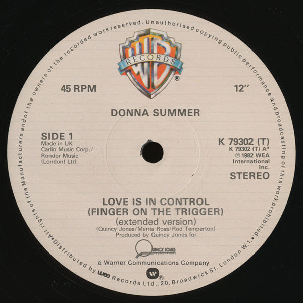 Donna Summer : Love Is In Control (Finger On The Trigger) (Dance Remix) (12")