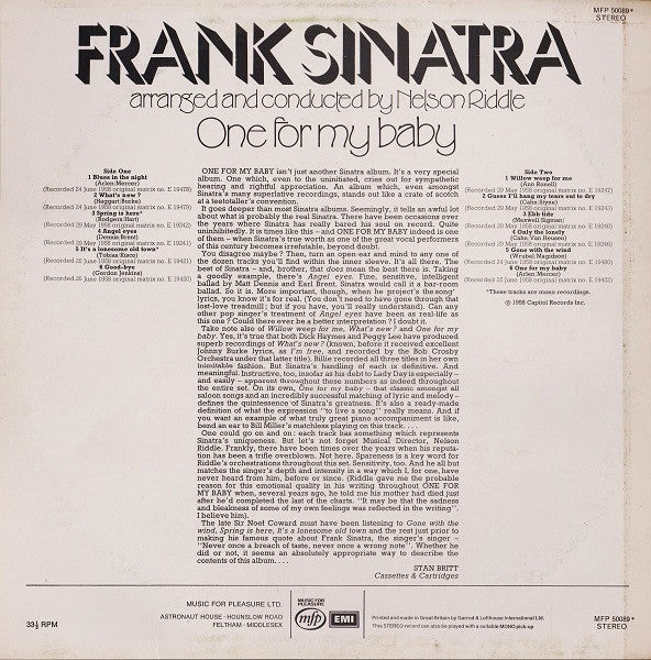 Frank Sinatra : One For My Baby (LP, Album, RE)