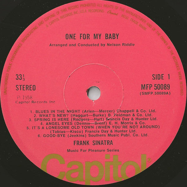Frank Sinatra : One For My Baby (LP, Album, RE)