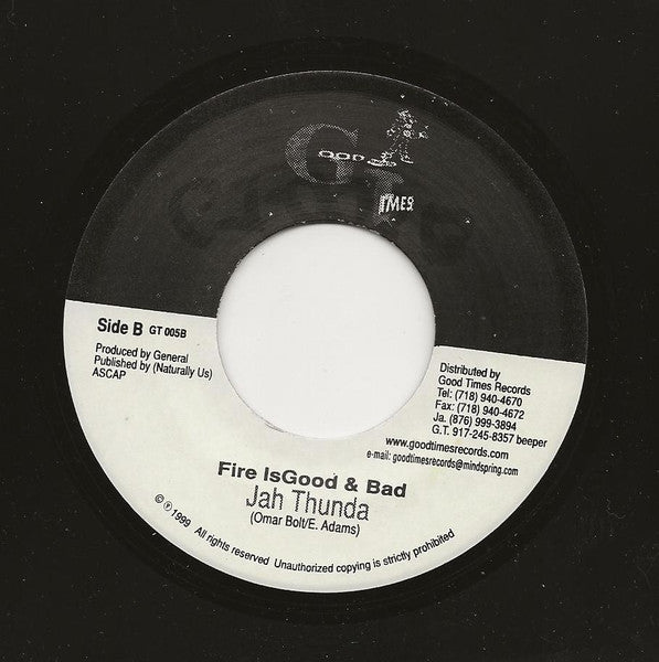 Determine / Jah Thunda* : Walk, Talk, Live Rasta / Fire Is Good & Bad (7")