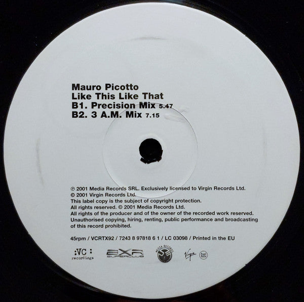 Mauro Picotto : Like This Like That (Part 2) (12", Single)