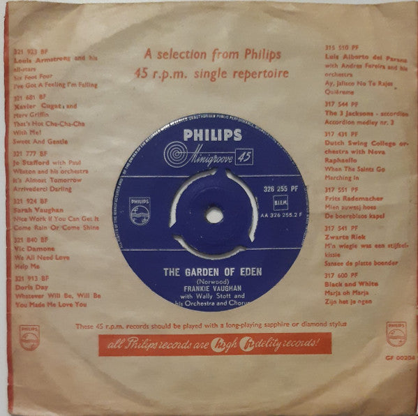 Frankie Vaughan : The Garden Of Eden / Priscilla (7", Single, Mono)