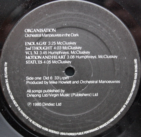Orchestral Manoeuvres In The Dark : Organisation (LP, Album, Bla)