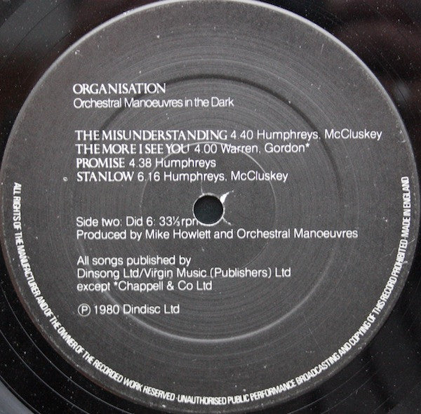Orchestral Manoeuvres In The Dark : Organisation (LP, Album, Bla)