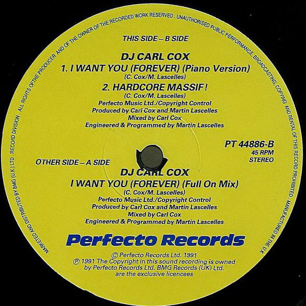 Carl Cox : I Want You (Forever) (12")