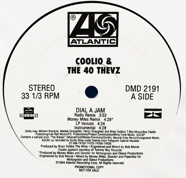 Coolio & 40 Thevz / Hurricane (2) : Dial A Jam / Four Fly Guys (12", Promo)