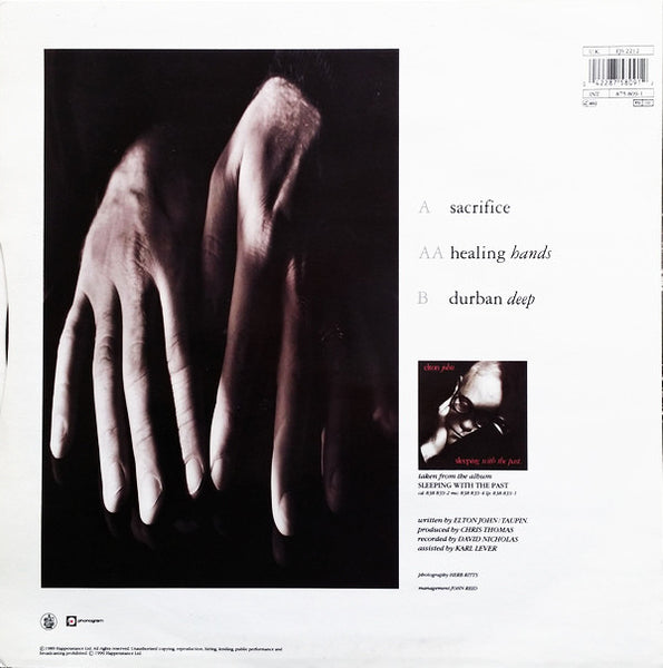 Elton John : Sacrifice / Healing Hands (12", Single, RE)