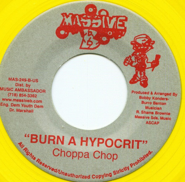 Wayne Wonder / Choppa Chop : Can't Sleep / Burn A Hypocrit (7", Yel)