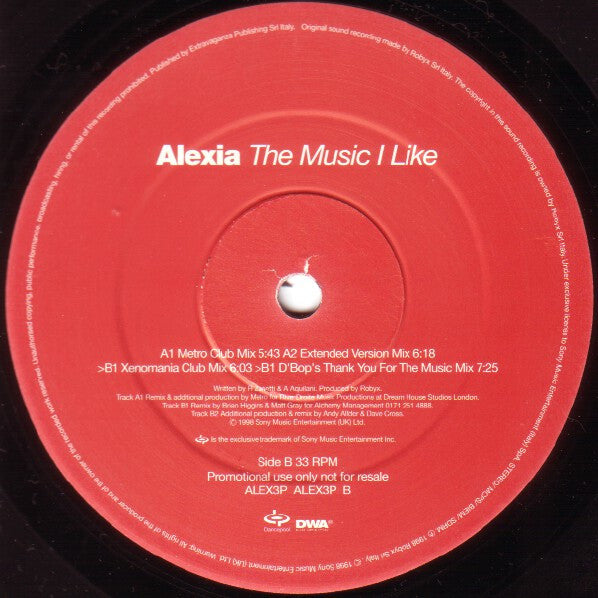 Alexia : The Music I Like (12", Promo)