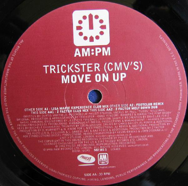 Trickster (CMV's) : Move On Up - (Lisa Marie Experience / Footclub / Z Factor Mixes) (12")