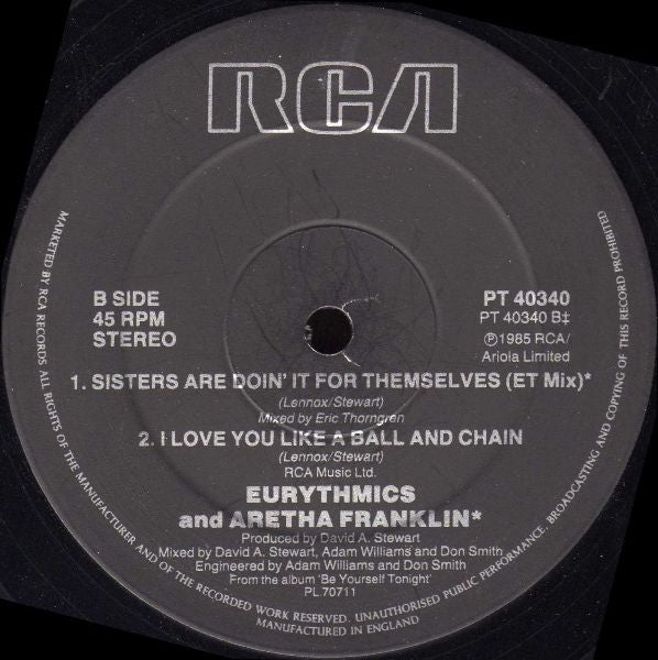 Eurythmics And Aretha Franklin : Sisters Are Doin' It For Themselves (12", Single)