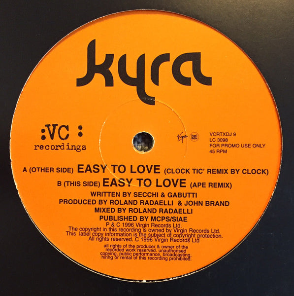 Kyra (2) : Easy To Love (12", Promo)