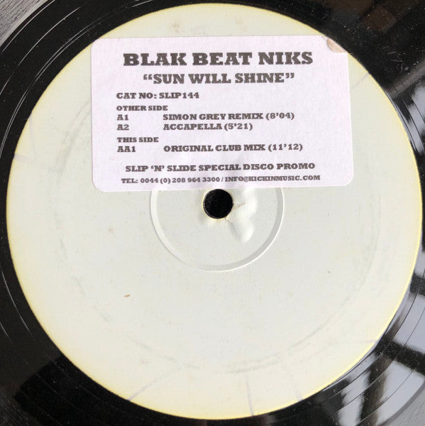 Blak Beat Niks : The Sun Will Shine (12", Promo)