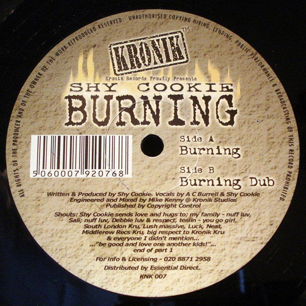 Shy Cookie : Burning (12")