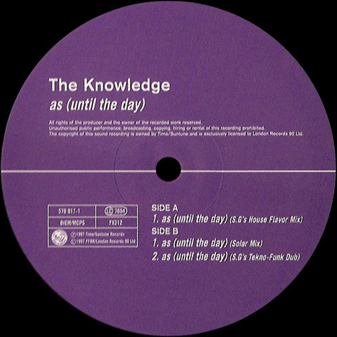 The Knowledge : As (Until The Day) (12")