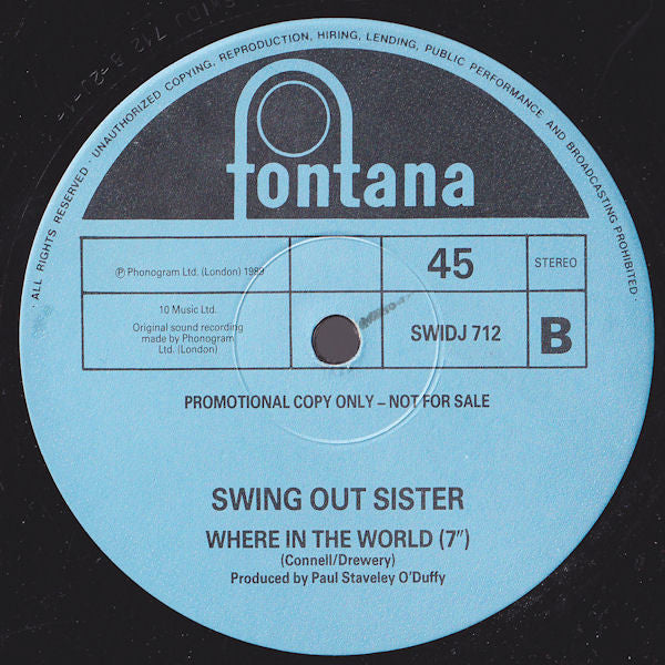 Swing Out Sister : Where In The World (12", Promo)