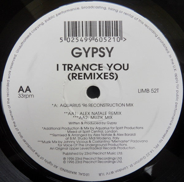 Gypsy (4) : I Trance You (Remixes) (12")