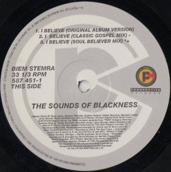 The Sounds Of Blackness* : I Believe (12", Single)