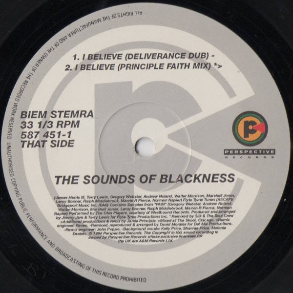 The Sounds Of Blackness* : I Believe (12", Single)