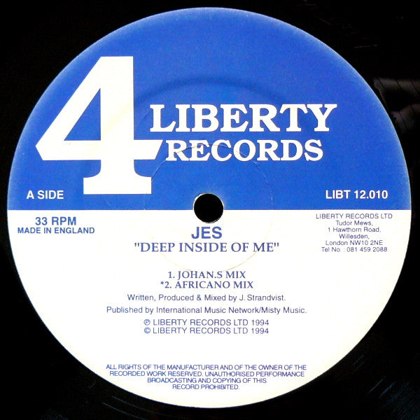 Jes : Deep Inside Of Me (12")