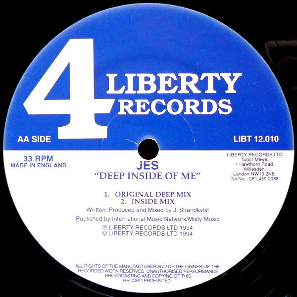 Jes : Deep Inside Of Me (12")