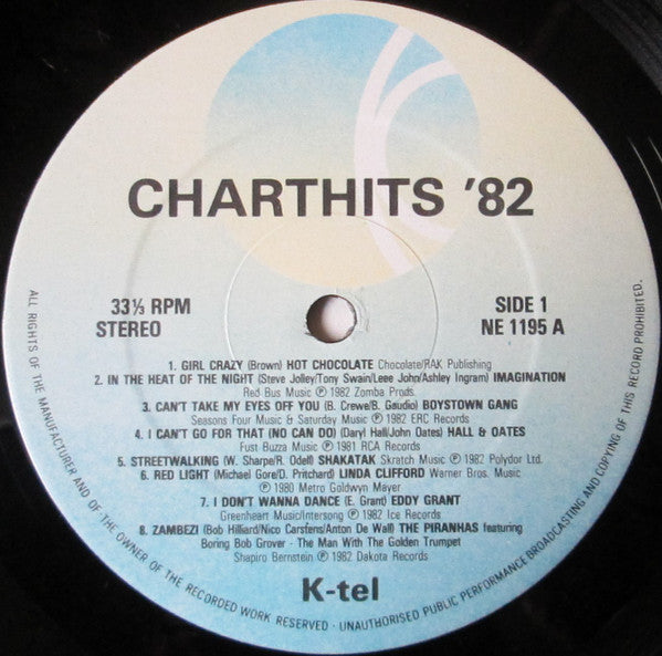 Various : Charthits 82 Vol. 1 (LP, Comp, CBS)