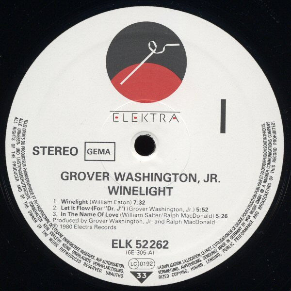 Grover Washington, Jr. : Winelight (LP, Album, RE, Whi)