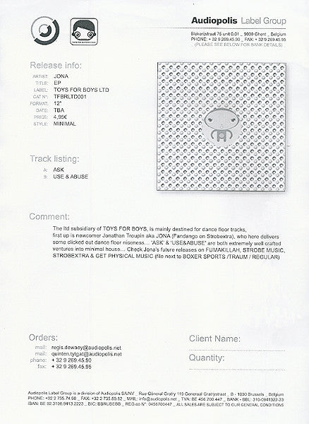 Jona : Ask / Use & Abuse (12", TP)