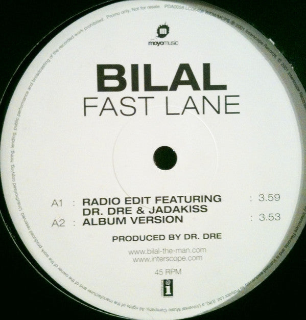 Bilal : Fast Lane (12", Promo)