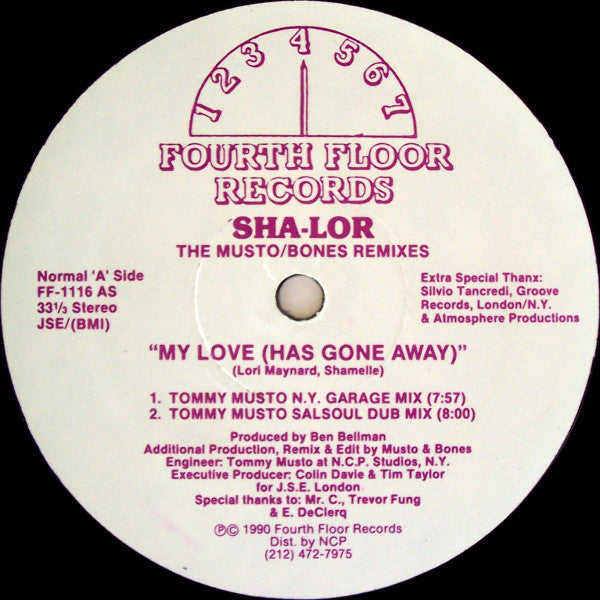 Sha-lor : My Love (Has Gone Away) (The Musto/Bones Remixes) (12")