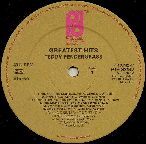 Teddy Pendergrass : Greatest Hits (LP, Comp)