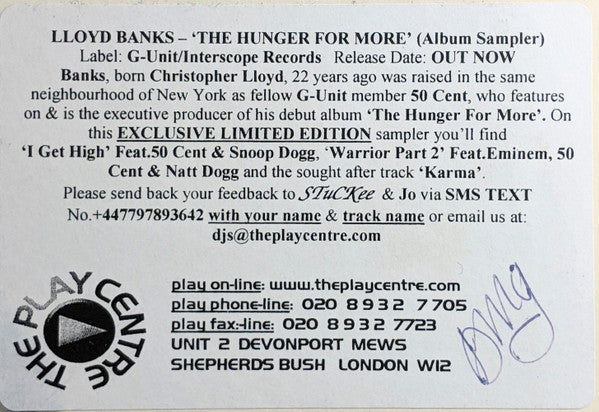 Lloyd Banks : The Hunger For More (Album Sampler) (12", Ltd, Promo, Smplr)