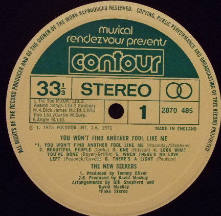 The New Seekers : You Won't Find Another Fool Like Me (LP, Comp)