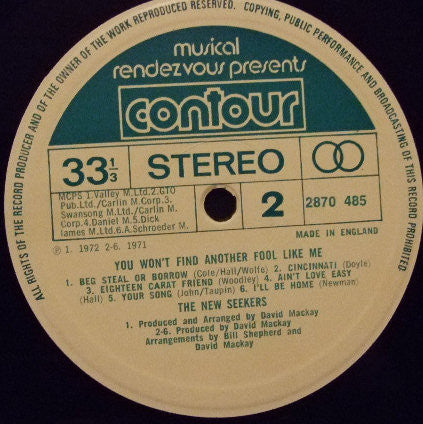 The New Seekers : You Won't Find Another Fool Like Me (LP, Comp)